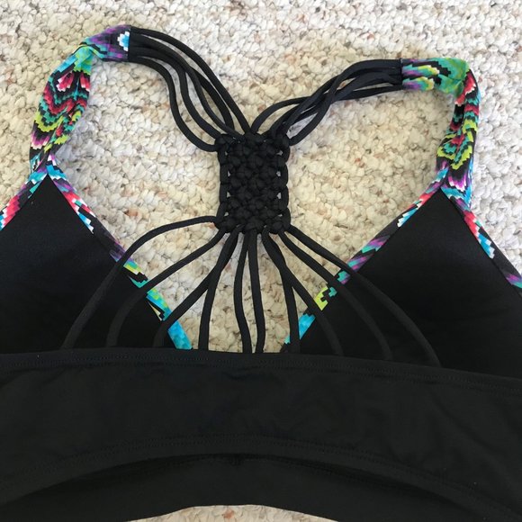 Tribal Colorful Patterned Bikini w Detailed Back - Picture 3 of 3
